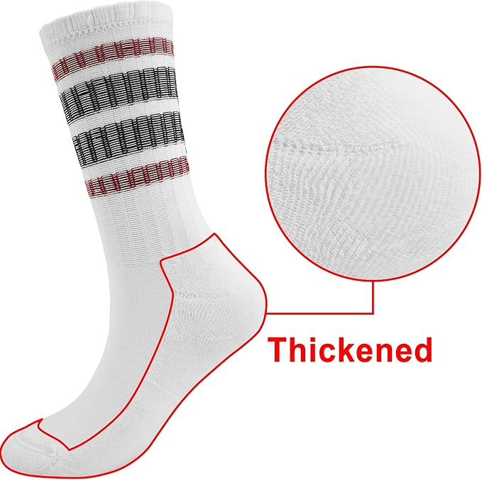 BomKinta Striped Crew Socks Women - Retro Novelty Socks - Stretchy Casual Athletic Cotton Sock Size 5-11