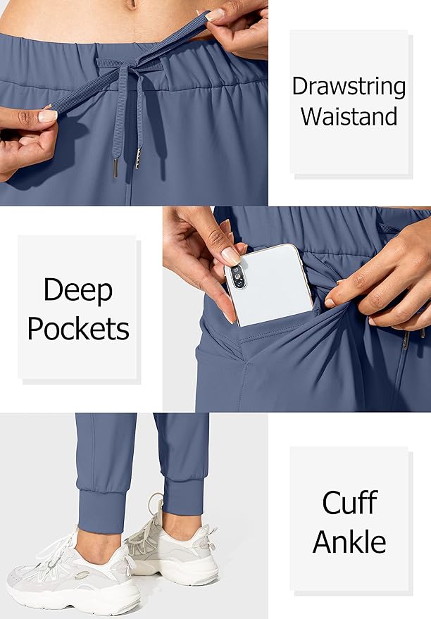 SANTINY Women's Joggers Pants Pockets Drawstring Running Sweatpants for Women Lounge Workout Jogging