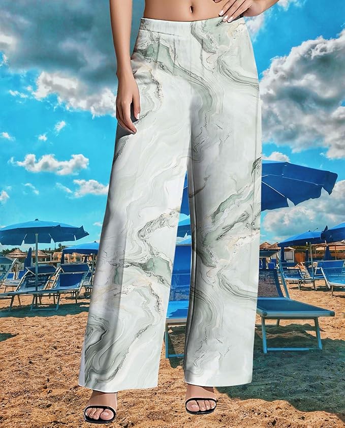 Womens Boho Pants Casual Oversize High Waisted Wide Leg Trousers Pattern Printed Ourdoors Pant for 2025 Summer