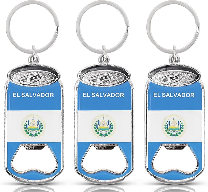 SandT Collection El Salvador - Beer Bottle Opener Keychain- Set of 3 Cans