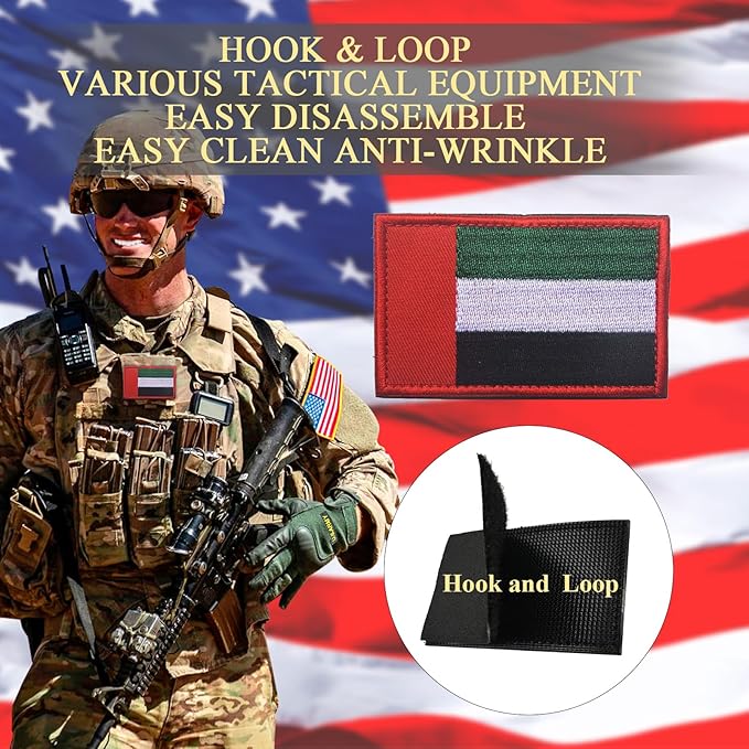EmWoot 2PCS Arab Emirates Flag Patch Embroidered Morale Patch Military Tactical Patches Hook and Loop