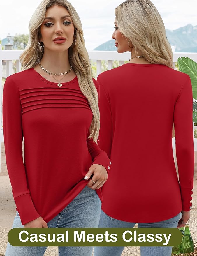 Blouses for Women Dressy Casual Long Sleeve Fall Fashion Tops Trendy Outfits for Work Office Shirts Thicker Clothes