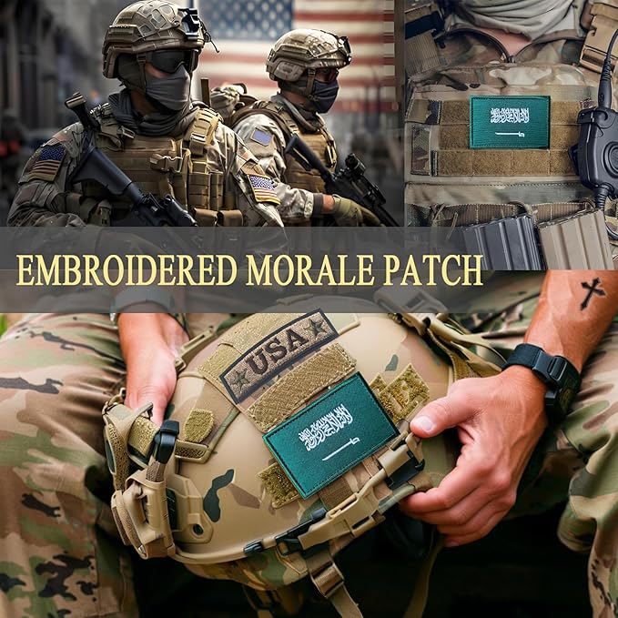 EmWoot 2PCS Saudi Arabia Flag Patch Embroidered Morale Patch Military Tactical Patches Hook and Loop