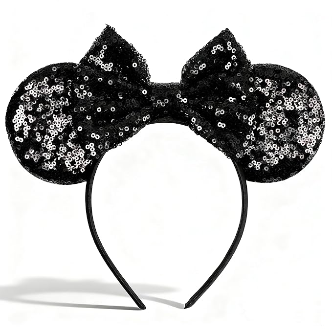 bianbaistar Sparkle Mouse Ears，Classic Black Sequin Mouse Ears Headband for Adults and Other Lovely Users,Holiday Party or Amusement Park Accessory