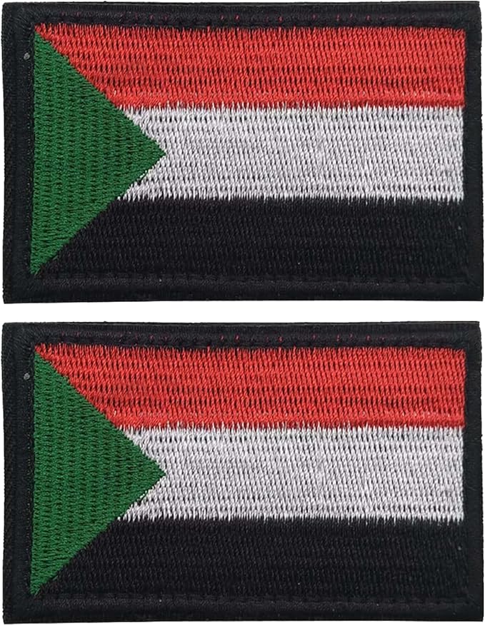 EmWoot 2PCS Sudan Flag Patch Embroidered Morale Patch Military Tactical Patches Hook and Loop