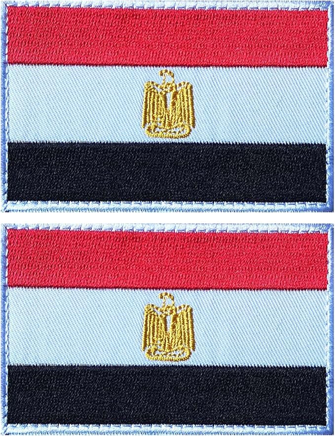 EmWoot 2PCS Egypt Flag Patch Embroidered Morale Patch Military Tactical Patches Hook and Loop
