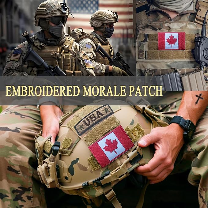 EmWoot 2PCS Canada Flag Patch Embroidered Morale Patch Military Tactical Patches Hook and Loop