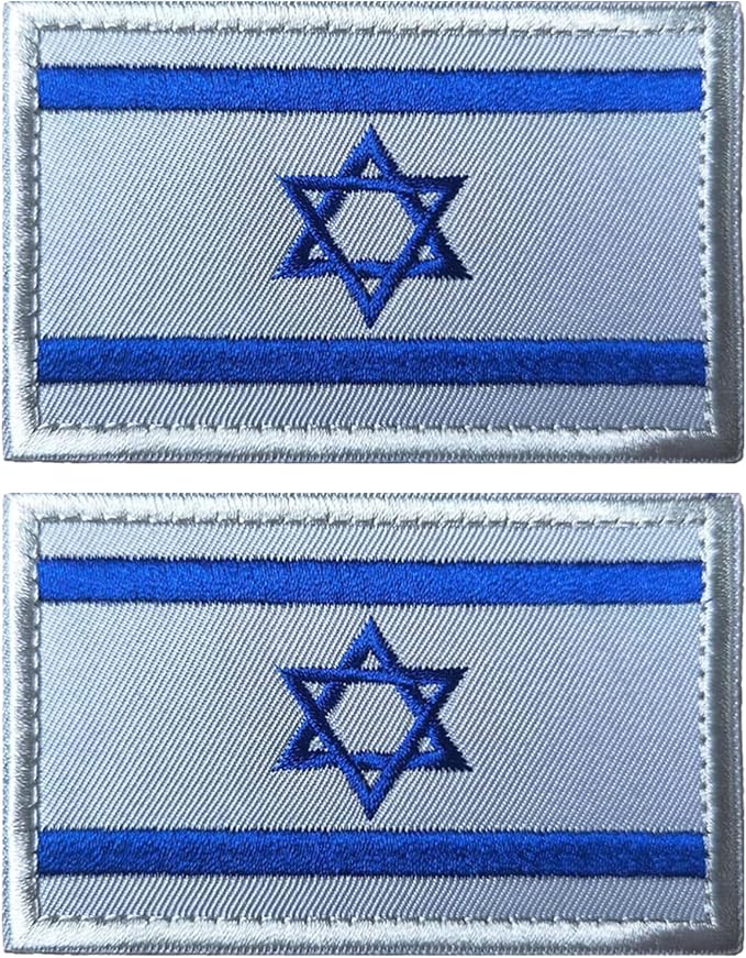 EmWoot 2PCS Israel Flag Patch Embroidered Morale Patch Military Tactical Patches Hook and Loop