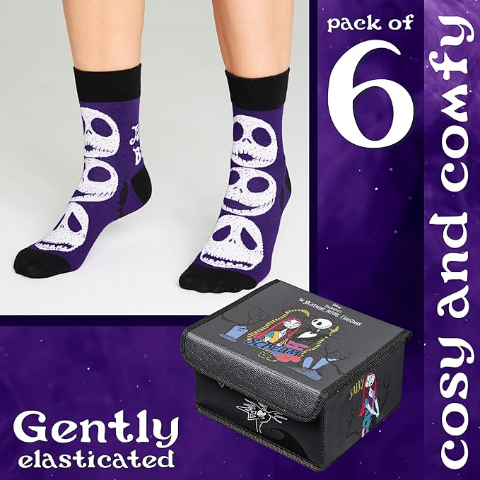 Disney Socks for Women and Teens, Pack of 5 or 6, US Size 4‑9, Soft and Breathable Novelty Socks Cozy Gifts for Women