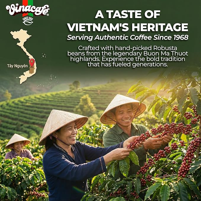Vinacafe Instant Coffee Packets 3 in 1 Authentic Vietnamese Taste, Balanced Medium Roast Coffee Mix for Quick Preparation at Home, Office or Travel, Single Serve Sachets Pack of 5 | 20 Sachets Per Bag (100 Total Counts)