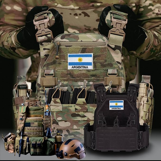 EmWoot 2PCS Argentina Flag Patch Embroidered Morale Patch Military Tactical Patches Hook and Loop(Argentina01)
