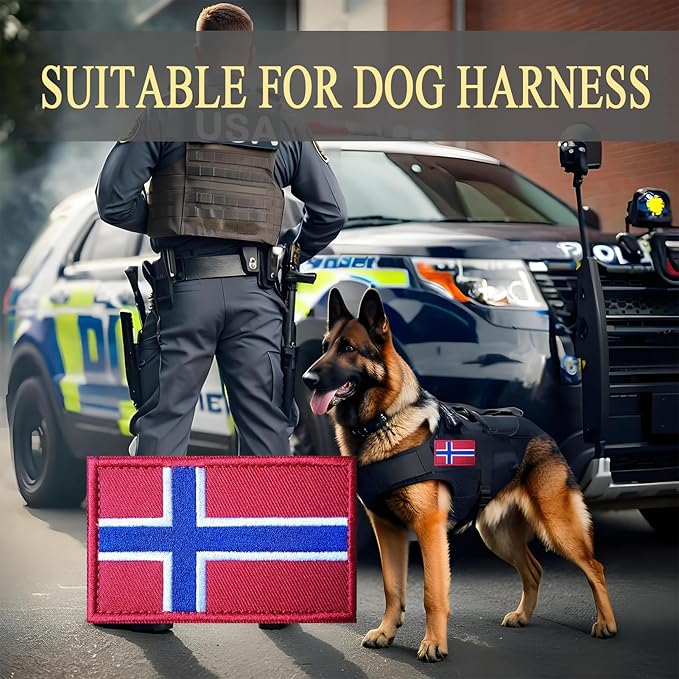 EmWoot 2PCS Norway Flag Patch Embroidered Morale Patch Military Tactical Patches Hook and Loop