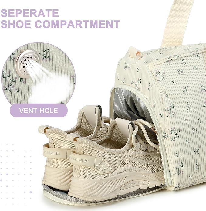 BTOOP Duffle Bag for Gym Sports Women Girls Workout Travel Bag Weekender with Shoe Compartment and Wet Pocket
