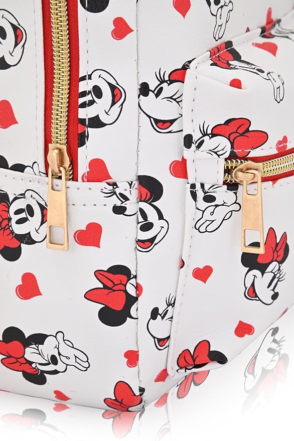 Disney Minnie Mouse Backpack for Women, Men, Boys, Girls, Unisex | Cute PU Leather 10" Minnie Mouse Mini Backpack Purse Shoulder Purse | Minnie Mouse Bag and Minnie Mouse Accessories