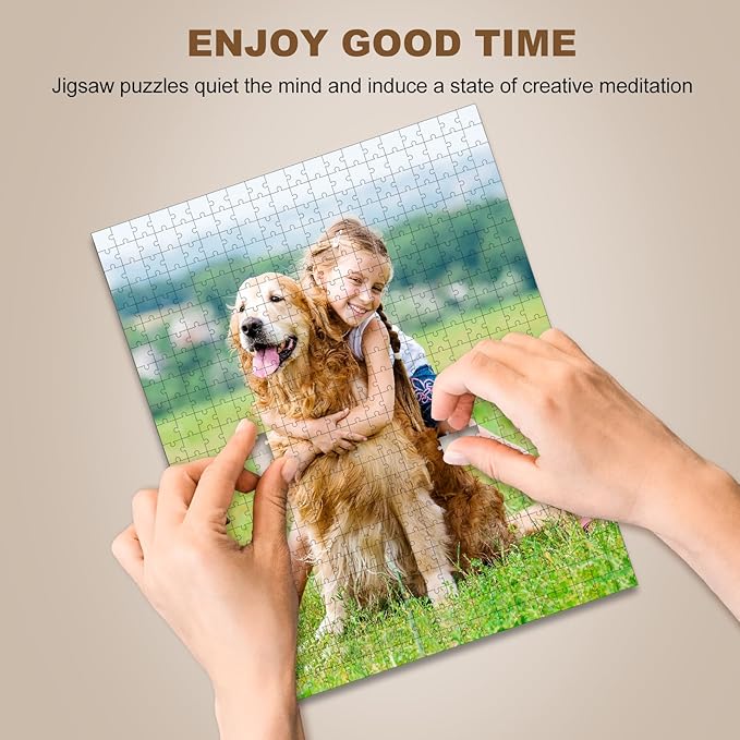 Custom Puzzle from Photos, Personalized Photo Puzzle 500/1000/1500 Pieces with Picture and Text, Personalized Gifts for Couple Family Wedding Kids Pet (500 PCS-Vertical)