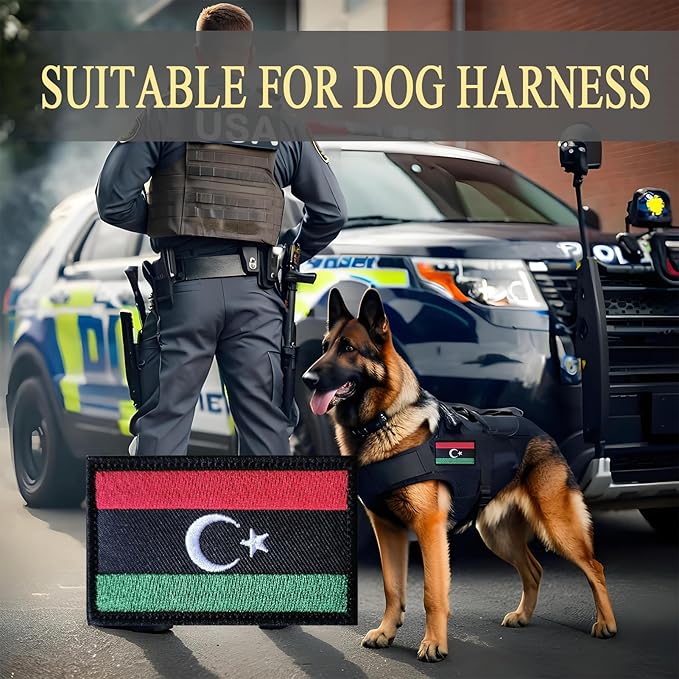 EmWoot 2PCS Libya Flag Patch Embroidered Morale Patch Military Tactical Patches Hook and Loop