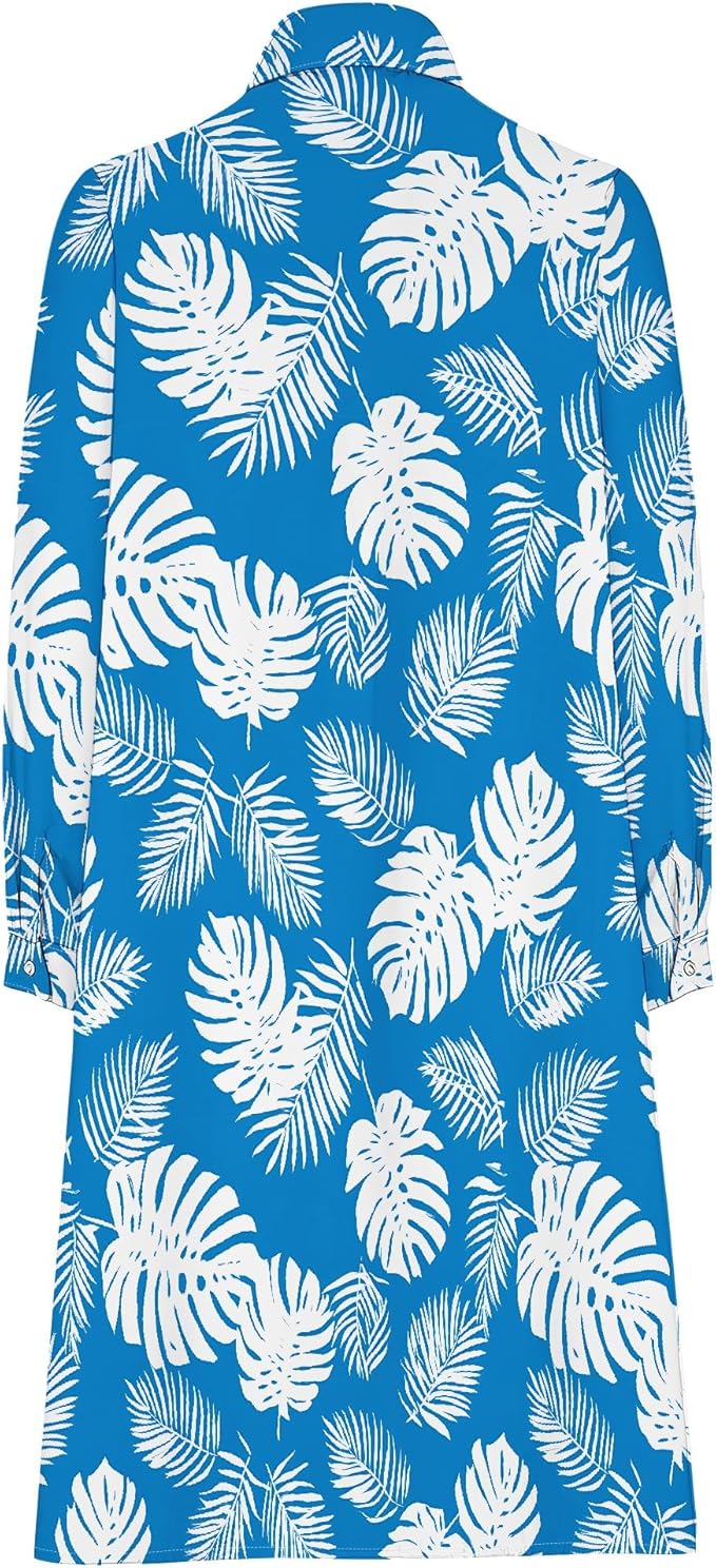 Shirt Dresses for Women 2025 Summer Long Sleeve Casual Plus Size Floral Printed Beach Vacation Dress with Pockets
