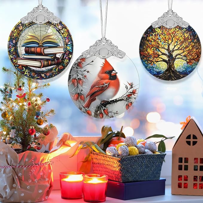Sympathy Memorial Gifts, 2025 Christmas Ornaments - Sympathy Gifts for Loss of Loved One, Dad, Mom, Son - Bereavement, Remembrance Gift Ideas - Christmas Tree Decoration Stained Glass Ornament