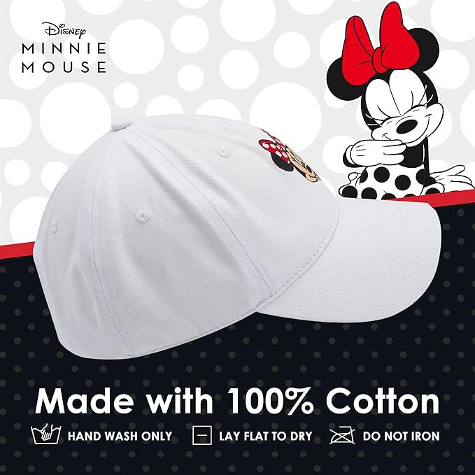 Disney Minnie Mouse Dad Hat, Cotton Adjustable Baseball Cap with Curved Brim