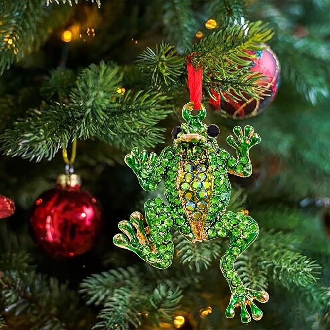 Ushinemi Frog Ornaments for Christmas Tree, Hanging Frog Ornament Xmas Tree Decor, Sparkles Keepsake Gifts for Mom Grandma Women Girls Sisters