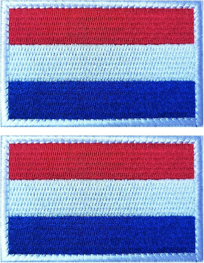 EmWoot 2PCS Netherlands Flag Patch Embroidered Morale Patch Military Tactical Patches Hook and Loop
