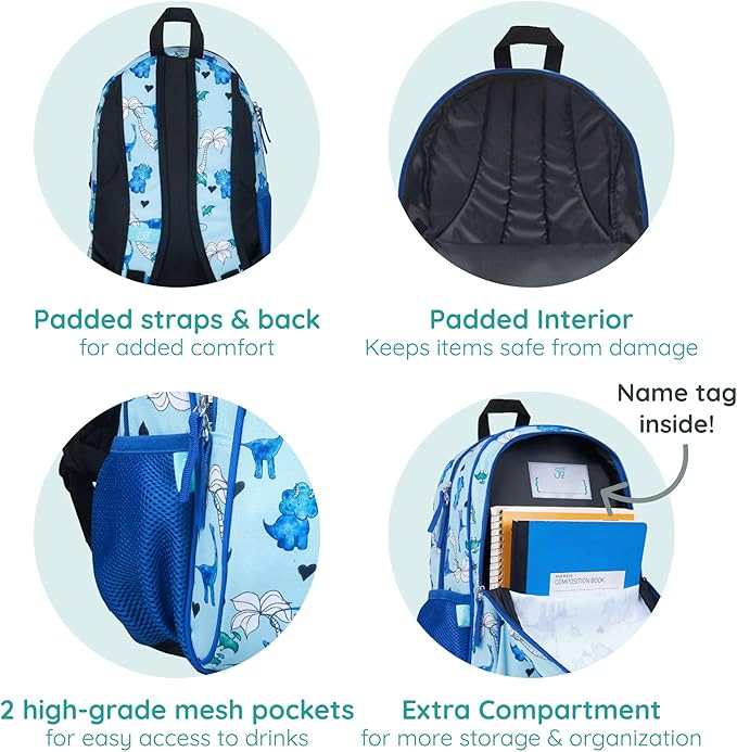 Wildkin Blue Dino 15 Inch Backpack