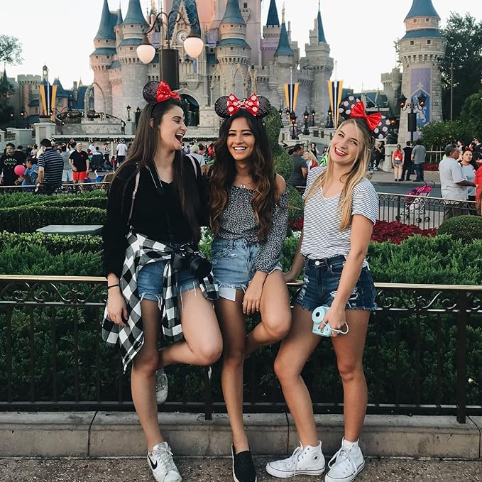 YUNISS 2 PCS Mouse Ears, Shiny Sequin Bow Mouse Ears Headbands for Adult Women Girls Christmas Birthday Party