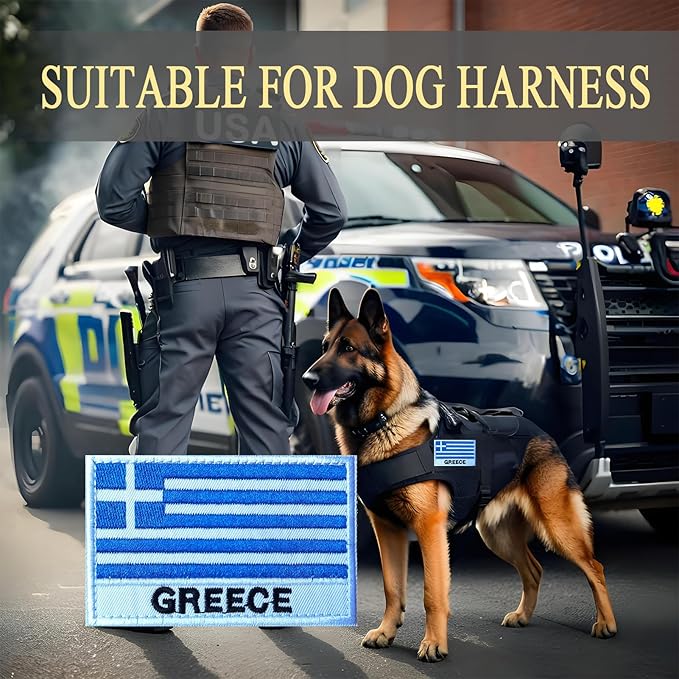 EmWoot 2PCS Greece Flag Patch Embroidered Morale Patch Military Tactical Patches Hook and Loop(Greece 02)