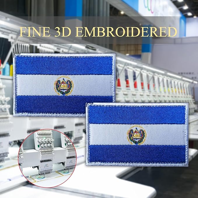 EmWoot 2PCS EI Salvador Flag Patch Embroidered Morale Patch Military Tactical Patches Hook and Loop