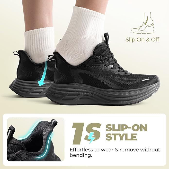 Women's Slip On Walking Shoes Hands-Free Cushion Running Tennis Shoes Non-Slip Comfortable Workout Gym Sports Athletic Fashion Sneakers