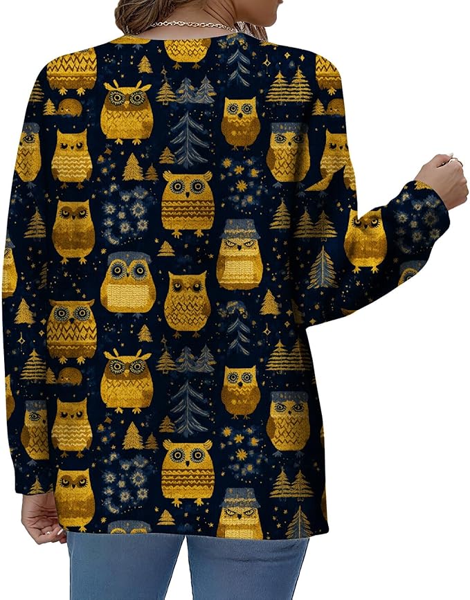 LIZALIG Women's Fall Christmas Snowman Sweater Long Sleeve Crewneck Pullover Festive Holiday Winter Outfit for Parties