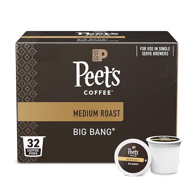 Peet's Coffee, Medium Roast Single Serve Coffee Pods - Big Bang, 32 Count (1 Box of 32 Pods)