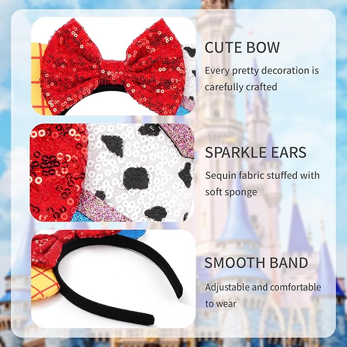 zhezesmila Toy Story Mic Ears Headband Toy Inspired Mouse Ears Scrunchies for Women Hair Accessories Cosplay Party Decorations
