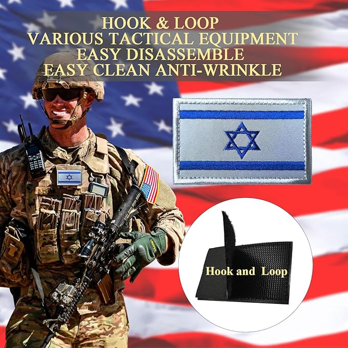 EmWoot 2PCS Israel Flag Patch Embroidered Morale Patch Military Tactical Patches Hook and Loop