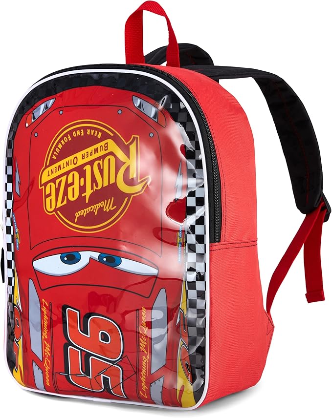 Disney Cars Backpack for Kids 15” | Cars Bookbag for Boys | Padded Straps & Large Zip Compartment | Lightning McQueen Backpack Cars Back to School Supplies