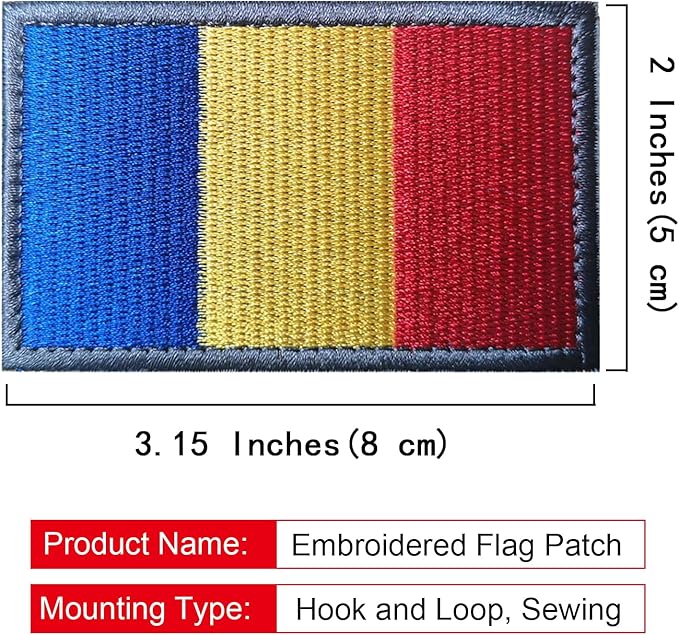 EmWoot 2PCS Romania Flag Patch Embroidered Morale Patch Military Tactical Patches Hook and Loop