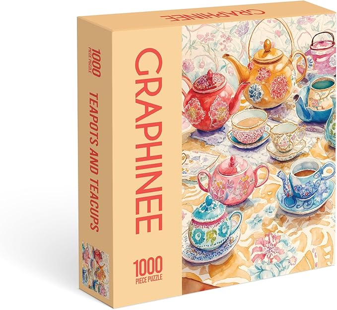 Graphinee Jigsaw Puzzles for Adults 1000 Pieces, Tea Cup Puzzle, Colorful as Home Wall Decor for Family Challenging Games