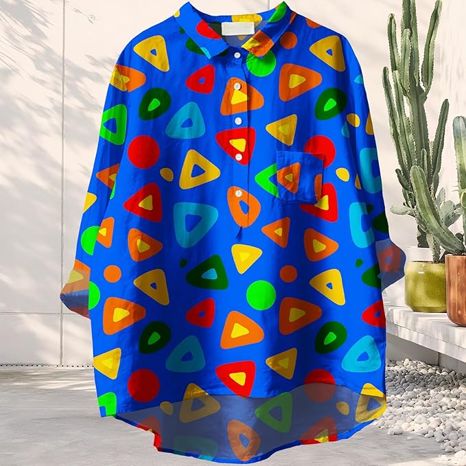 Women Funny Graphic Long Sleeve Floral Blouses Plus Size Button Shirts Casual Cute Vneck Fall Tunic Tops Trendy