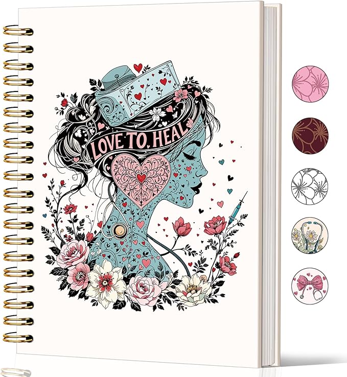 Lacama Nurse Gifts for Women, Nurse Notebook Journal, Nursing Student Graduation Gifts, Nurse Appreciation Gift, Nurses Week Gifts, Stethoscope Flower Spiral Notebook, Office School Supplies