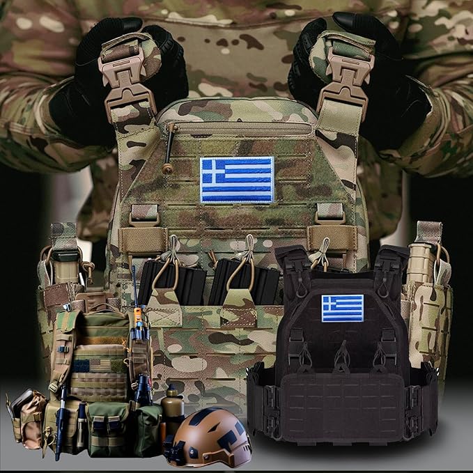 EmWoot 2PCS Greece Flag Patch Embroidered Morale Patch Military Tactical Patches Hook and Loop(Greece 01)
