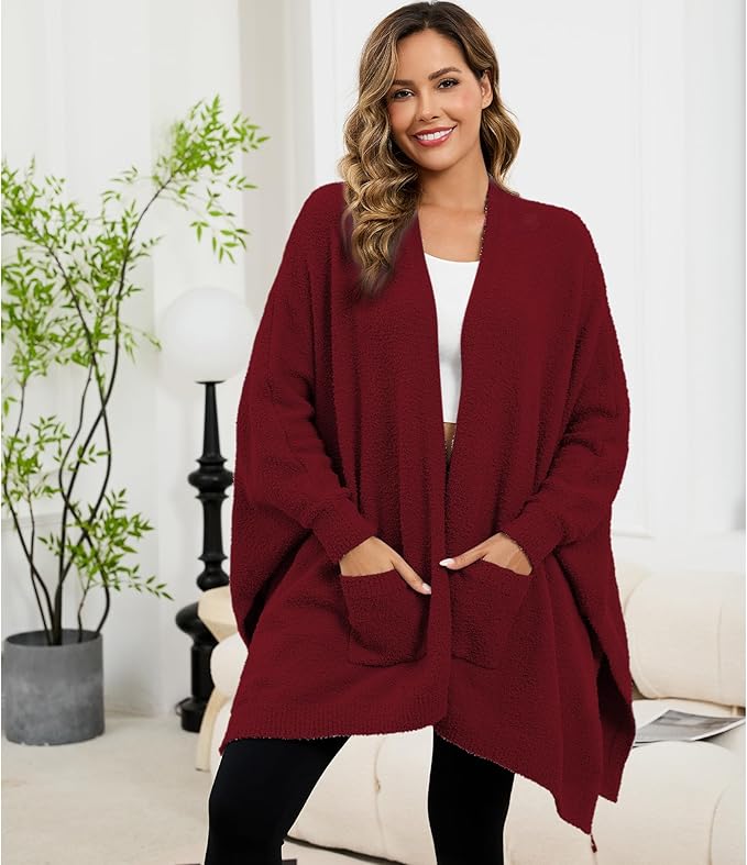Wearable Blanket Sherpa Poncho Unique Office Work Warm Cozy Shawl TV Throw Blankets, Plush Cape Wrap for Adults