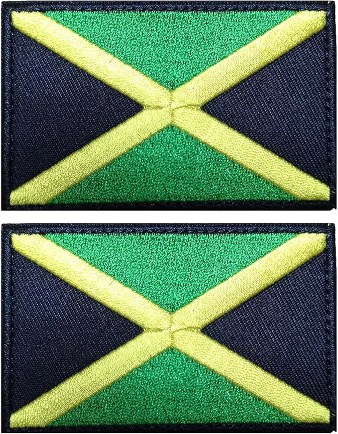 EmWoot 2PCS Jamaica Flag Patch Embroidered Morale Patch Military Tactical Patches Hook and Loop