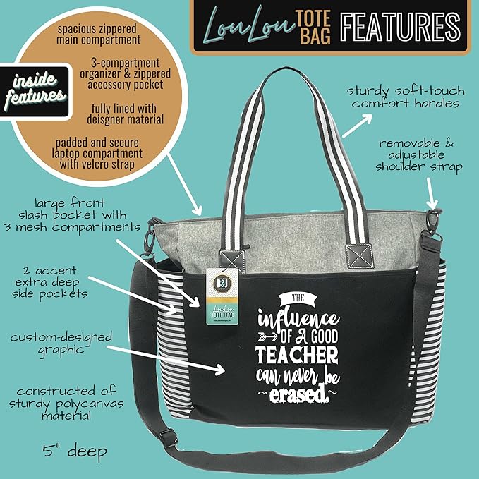 Brooke & Jess Designs Teacher Tote Bag for Work - Teacher Handbag Gifts for Women, Teacher Bag Best Teacher Appreciation Gift
