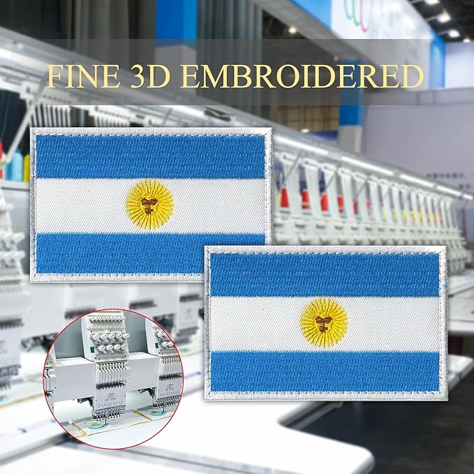 EmWoot 2PCS Argentina Flag Patch Embroidered Morale Patch Military Tactical Patches Hook and Loop(Argentina02)