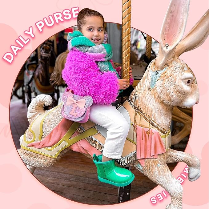 mibasies Toddler Purse Girl Gifts: Girls Birthday Gifts for 3-8 - Toys for Ages 2-4 Girls Mouse Ears Purse, Purple Rainbow, Letter L