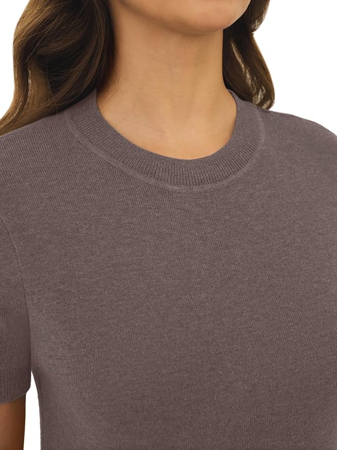 Women's Soft Short Sleeve Wool Blend Pullover Sweater for Business Casual & Fashion
