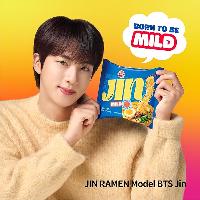OTOKI Jin Ramen MILD, BTS Jin & JIN RAMEN edition without BTS Jin Sticker, Authentic Korean Instant Noodles, Rich and Savory Beef Broth, Quick and Easy Meal 4.23 oz x 18 Pack (1 Box) (PACK OF 18, MILD)