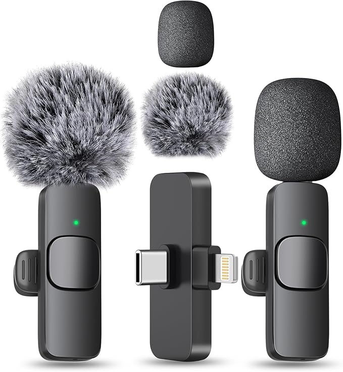 MAYBESTA Wireless Mini Microphone for iPhone, Android Phone - Bluetooth Lavalier Lapel Mic for Audio Video Recording - Clip on Content Creator Microphones for YouTube Tiktok Podcast Vlogging