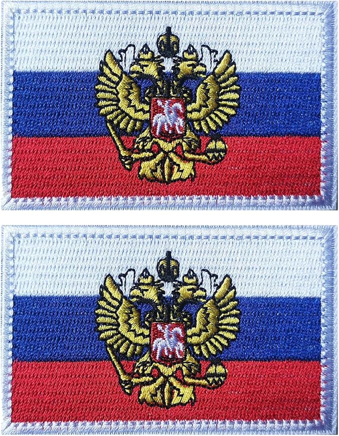 EmWoot 2PCS Russian Flag Emblem Patch Embroidered Morale Patch Military Tactical Patches Hook and Loop(Emblem)