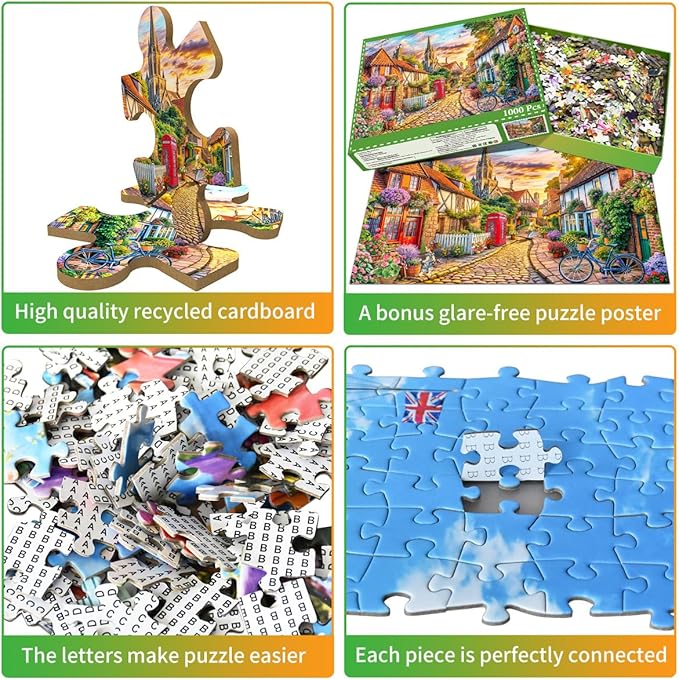Jigsaw Puzzles for Adults 1000 Piece Puzzle for Adults 1000 Pieces Puzzle 1000 Pieces-Charming European Town with Cobblestone streetscape